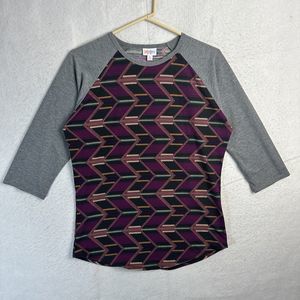 LuLaRoe Women's Top Size M Multicolor Sleeve Geometric Pattern 3/4 Sleeve Crew